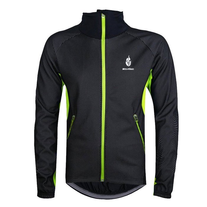 WOLFBIKE Thermal Fleece Cycling Jersey Shirt Casual Jacket Long Sleeve, Green, Size XL N72