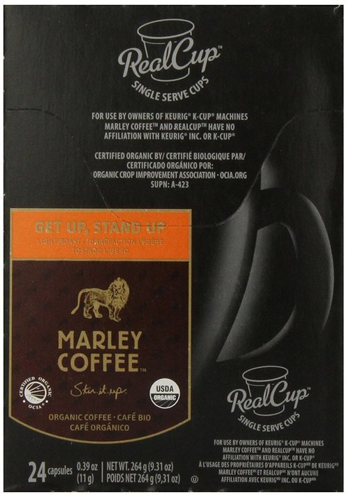 Marley Coffee, Lively Up!, Organic Espresso Roast, 24 Single Serve RealCups N10
