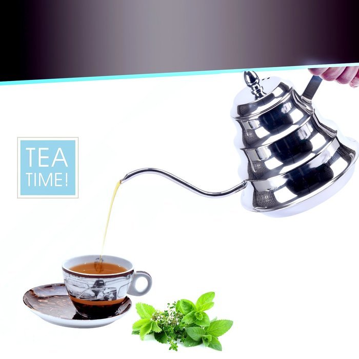 YaeKoo 1.2L Stainless Steel Coffee Drip Kettle,Gooseneck Stainless Steel Drip Pot for Coffee & Tea N6