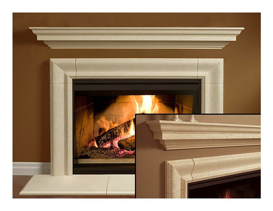 Wellington Thin Cast Stone Adustable Fireplace Mantel Kit - Complete Kit includes hearth