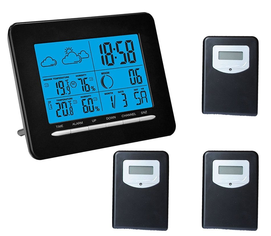 Sican Wireless Weather Forecast Station 3pcs Sensors Digital Temperature Humidity Indoor Outdoor Generic