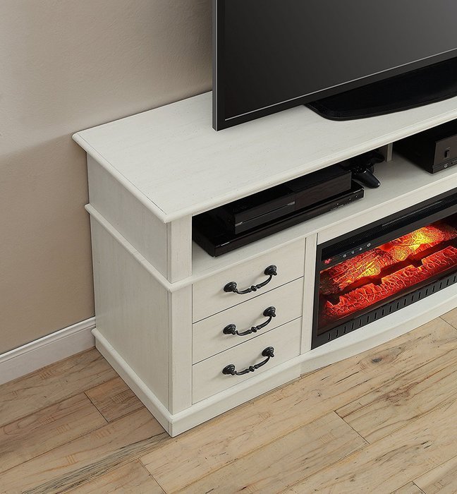 Antique White Finish 60" Better Homes And Gardens Remote Control Fireplace Media Console For TV's Up To 70" N3