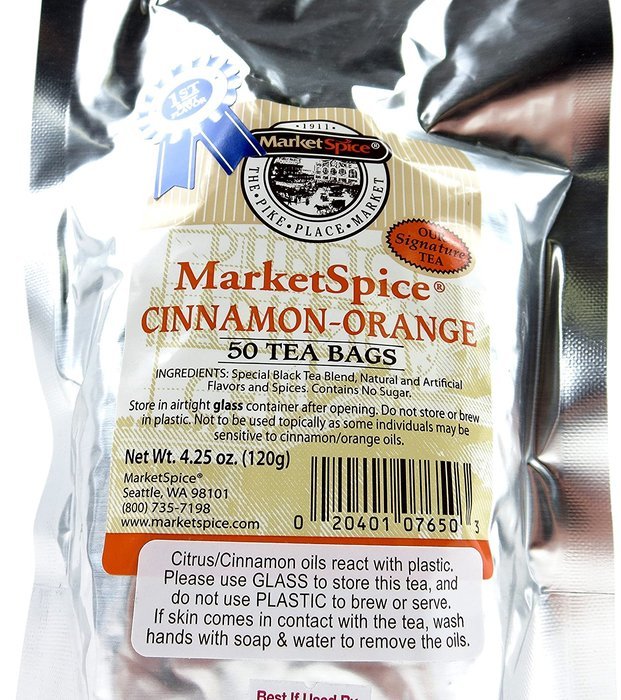 MarketSpice Cinnamon Orange Teabags (50 Pack) Frustration Free Packaging