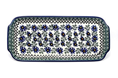 Polish Pottery Tray - Appetizer - 12" - Blue Chicory