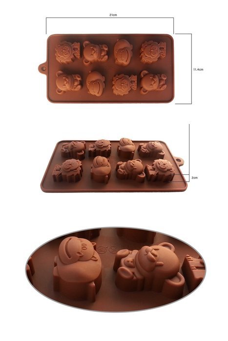 Silicone Lion,Cow&Bear Chocolate Molds Jelly Ice Molds Candy Cake Mould Bakeware N2