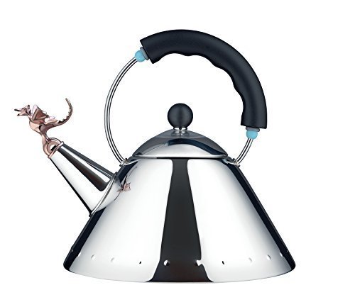 Alessi Tea Rex, Kettle in 18/10 Stainless Steel Mirror Polished With Handle And Prehistoric Reptilian Whistle...