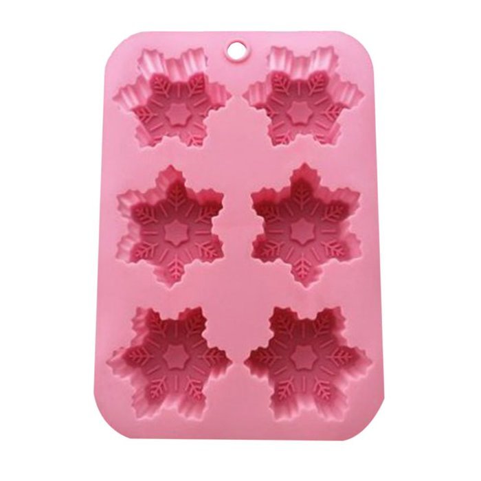 BlueTop(TM) 6-Cavity Pink Silicone Cake Bread Mold Chocolate Cookie Baking Pan Ice cube Tray DIY Mold (snowflake) N6