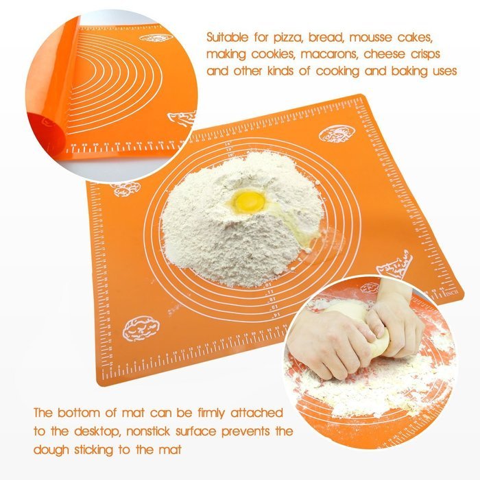 Baking Mat,Silivo 19.6"*15.7" Silicone Pastry Kneading Mat with Measurements N4
