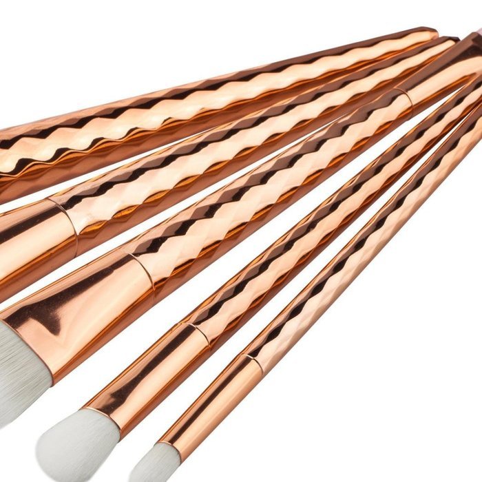 Mikey Store Makeup Brushes Set Fondation Eyeshadow Cosmetic Tool with Leather (8pc Gold) N12