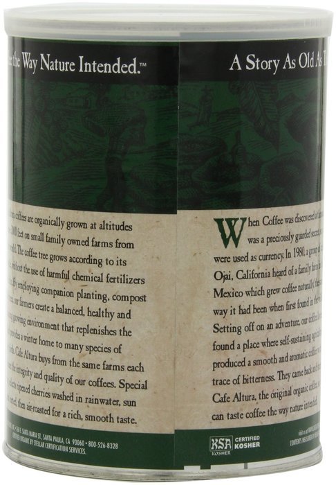 Cafe Altura Ground Organic Coffee, Regular Roast, 12 Ounce (Pack of 3) N8