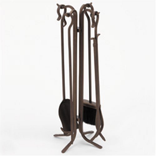 COLONIAL with OPEN CENTER STAND Fireplace Hearth Woodstove Tool Set - ANTIQUE BRONZE
