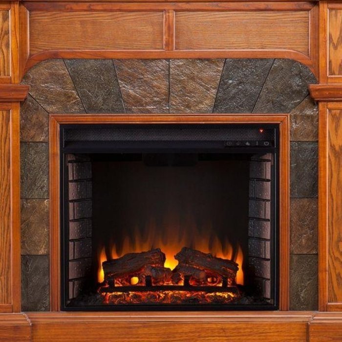 Avery 45 in. Convertible Electric Oak Indoor Portable Fireplace Heater, Wall Mounted or Cornered