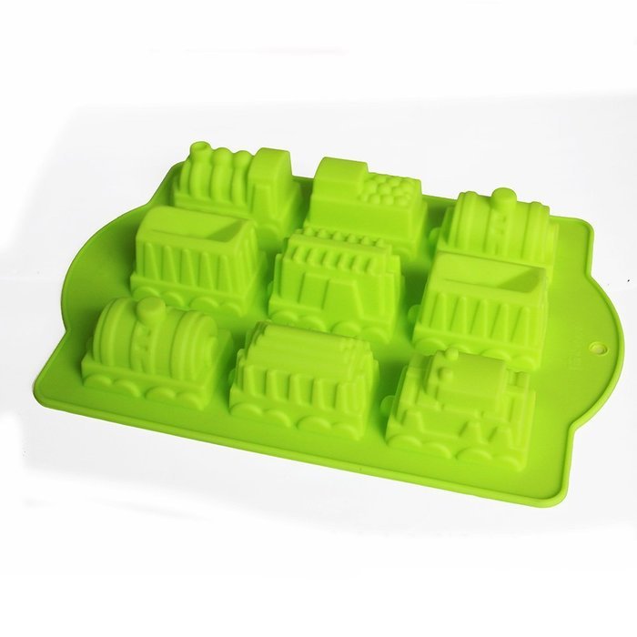 X-Haibei Choo Choo 9-Train Silicone Mould Cake Pan Chocolate Soap Mold Kids Bath Favor