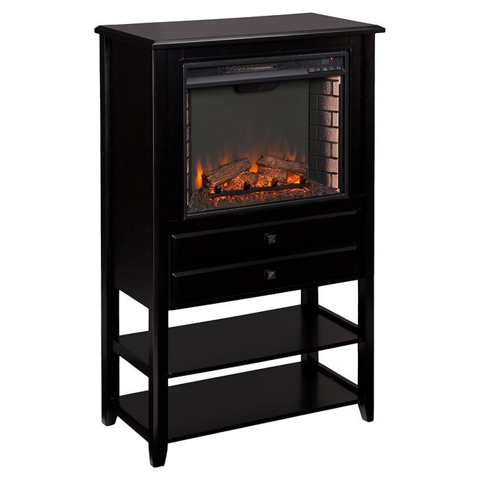Southern Enterprises Vickery Corner Convertible Electric Fireplace Storage Tower N8