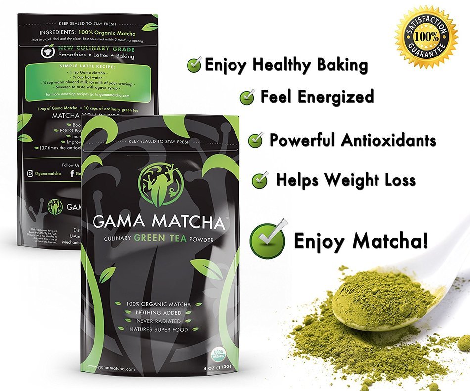 Matcha Green Tea Powder USDA 100% Organic Stone Ground (4 oz / 22 Servings) SUPER FOOD for Smoothies, Lattes &... N5