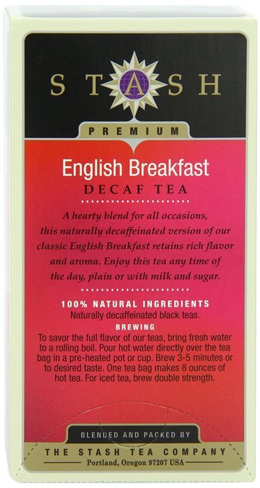 Stash Tea Decaf English Breakfast Tea, 18 Count Tea Bags in Foil (Pack of 6) N47