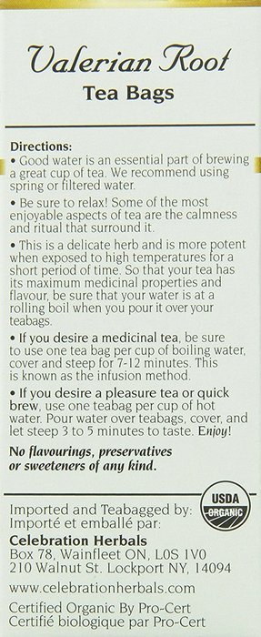 Celebration Herbals Tea Valerian Root Organic -- 24 Herbal Tea Bags N2