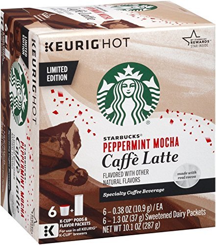 Starbucks Peppermint Mocha Caffe Latte K-Cup Pods (6 Count package, 10.1oz)