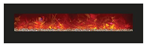 Amantii 72" Electric Fireplace with 81" x 23" Black Glass Surround