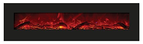 Amantii 72" Electric Fireplace with 81" x 23" Black Glass Surround N2