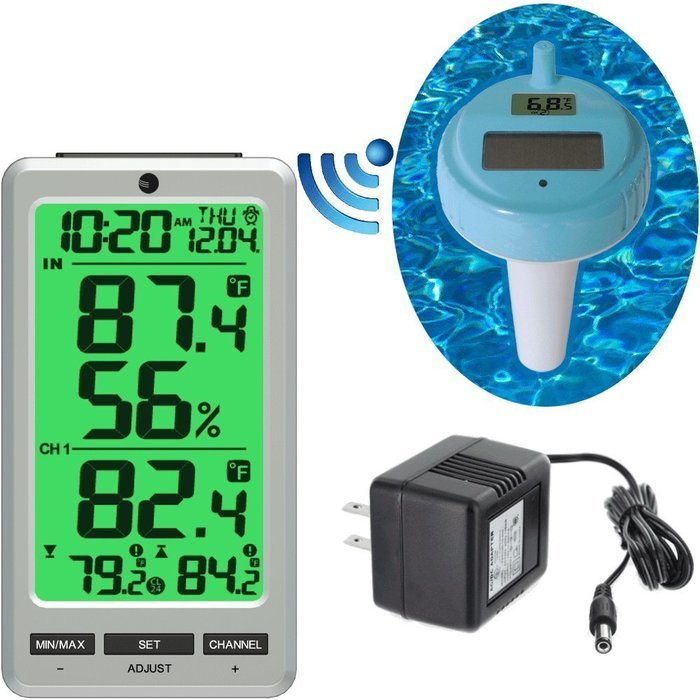 Ambient Weather WS-25 Wireless 8-Channel Floating Pool and Spa Thermometer with Indoor Temperature and Humidity...