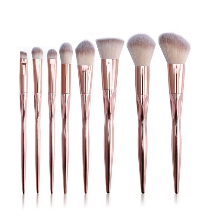 Mikey Store Makeup Brushes Set Fondation Eyeshadow Cosmetic Tool with Leather (8pc Gold) N22
