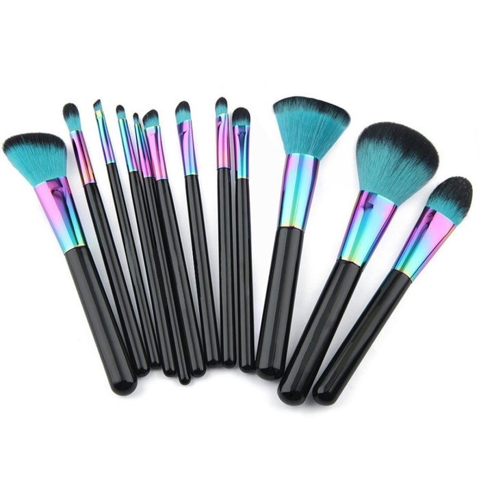 Mikey Store Makeup Brushes Set Fondation Eyeshadow Cosmetic Tool with Leather (8pc Gold) N27