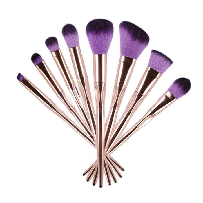 Mikey Store Makeup Brushes Set Fondation Eyeshadow Cosmetic Tool with Leather (8pc Gold) N29