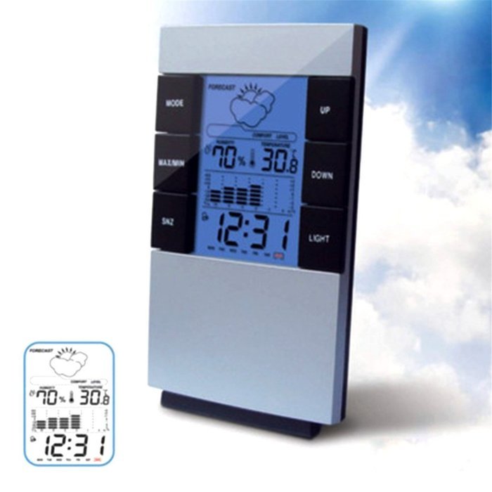 PowerLead Cwf PCF001 Wireless Weather Monitor Clocks with Remote Sensor Color Cobblestone Weather Station Support... N8