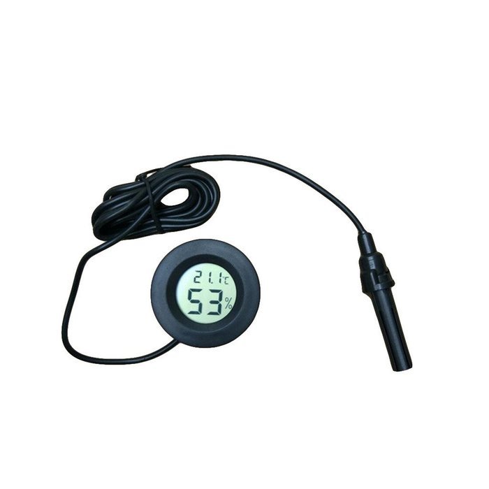 DISDA Digital LCD Display Indoor Outdoor Thermometer Humidity Temperature Meter on Single Probe Black