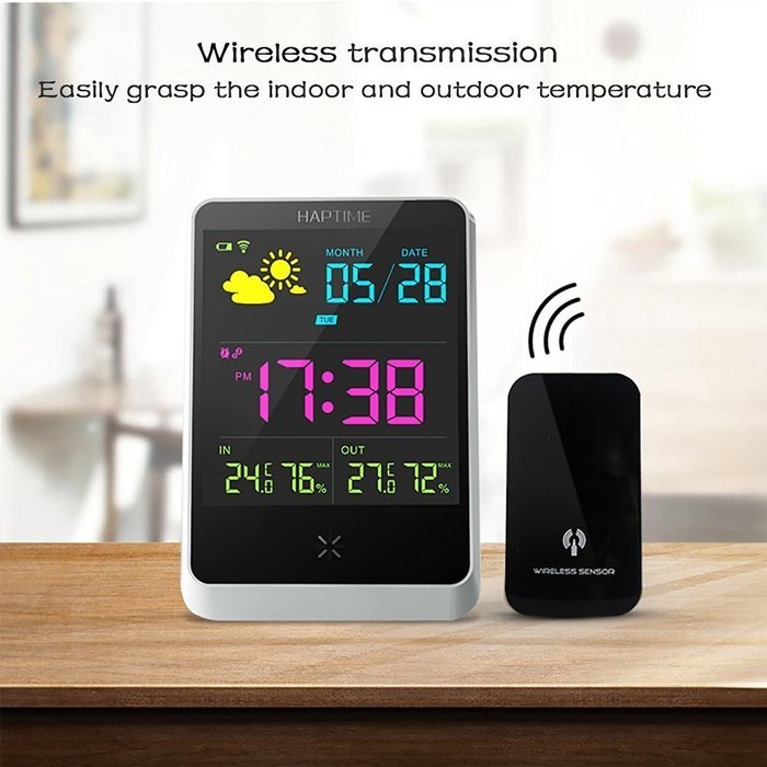 Weather Station Alarm Clock Wireless Indoor/Outdoor with Temperature/Humidity/Forecast