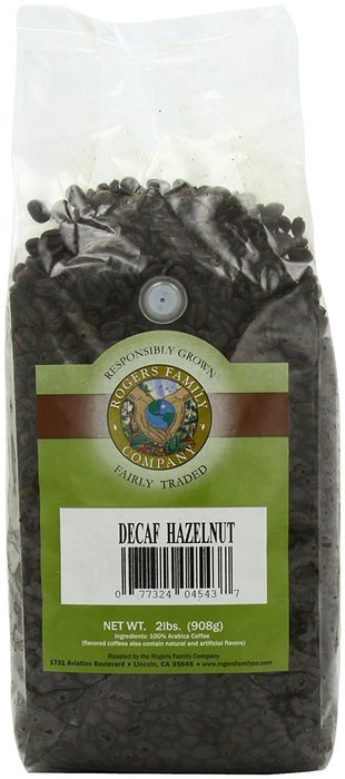 Rogers Family Company Whole Bean Coffee, Decaf Hazelnut, 32 Ounce