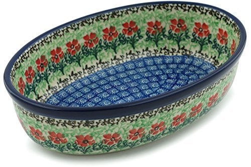 Polish Pottery Oval Baker 8-inch Maraschino N5