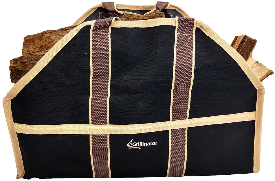 Grillinator Ultimate Firewood Log Carrier: Back Saving Design with Ultra Premium Canvas (Black) N3