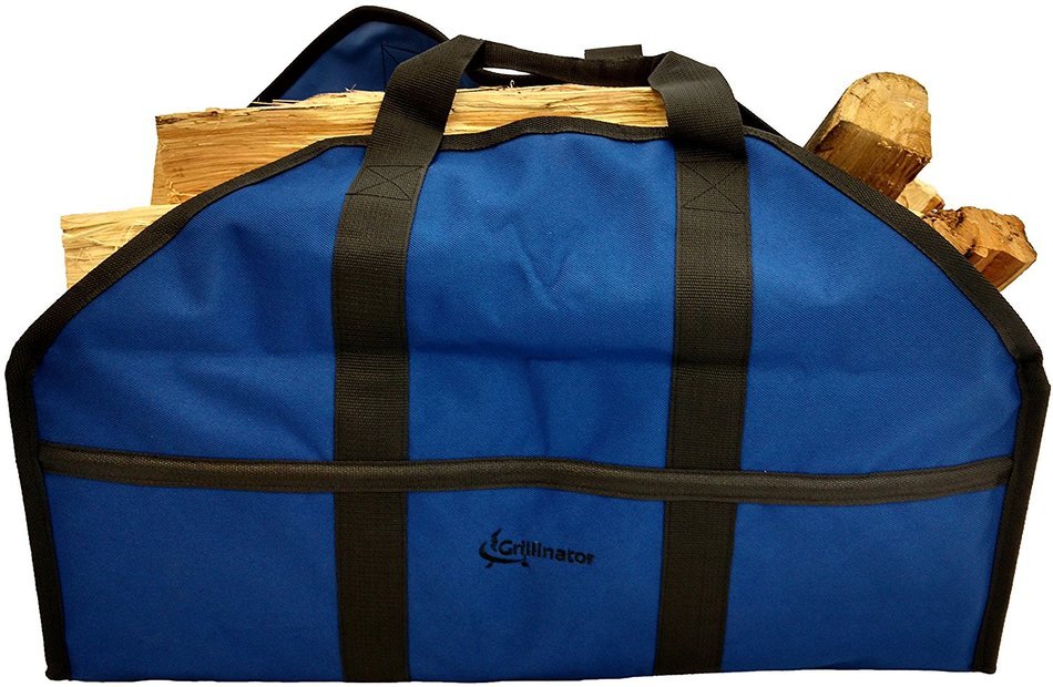 Grillinator Ultimate Firewood Log Carrier: Back Saving Design with Ultra Premium Canvas (Black) N4