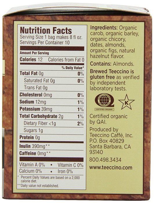 Teeccino Herbal Coffee, French Roast, Caffeine-Free, 25-Count Tea Bag N8