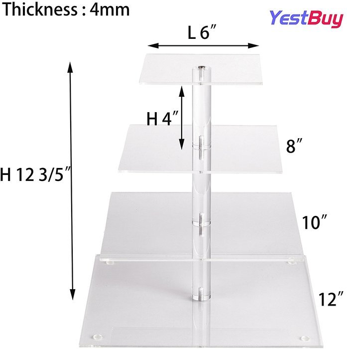 YestBuy&reg; 4 Tier Maypole Square Wedding Party Tree Tower Acrylic Cupcake Display Stand (15.1 Inches)&shy;