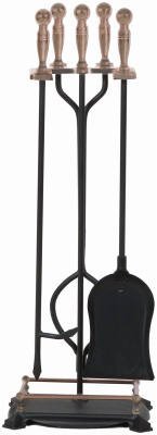 15006 5 Piece, Antique Brass, Fireplace Tool Set