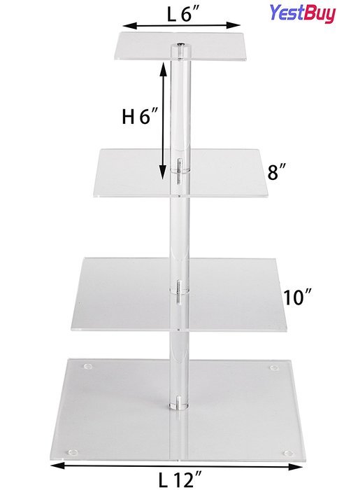 YestBuy&reg; 4 Tier Maypole Square Wedding Party Tree Tower Acrylic Cupcake Display Stand (15.1 Inches)&shy; N2