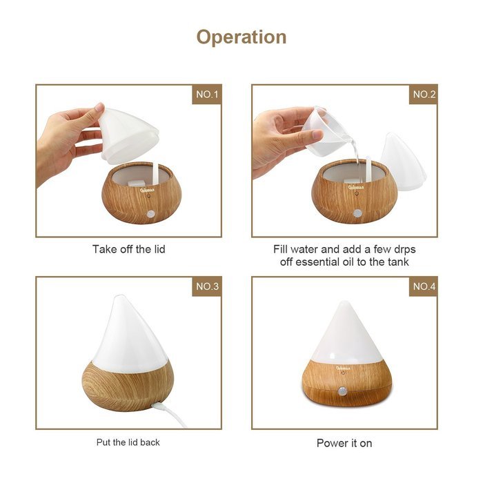 Aromatherapy Essential Oil Diffuser + Guluman 150ml Portable USB Air Humidifier Smart Infrared Induction, Ultrasonic... N9