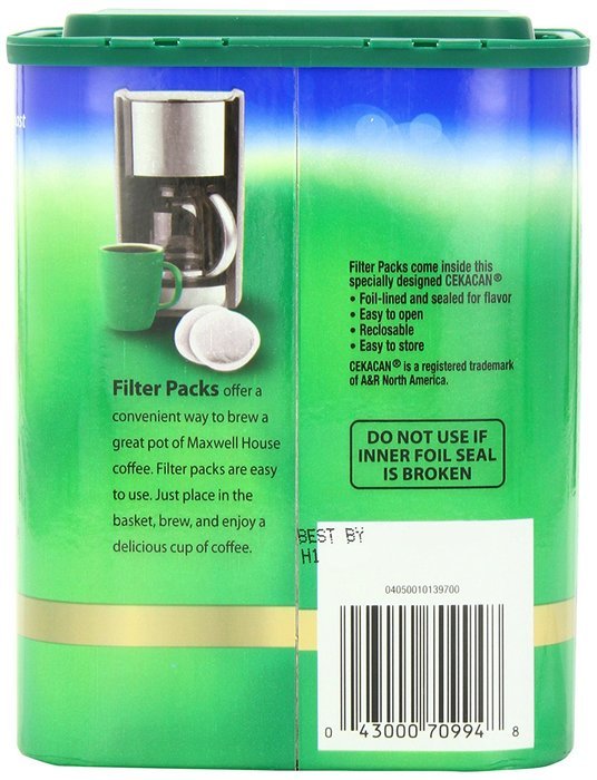 Maxwell House Original Roast Ground Coffee, 10-Count Filter Packs (Pack of 4) N20