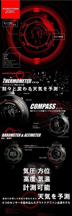[Lad Weather] Watch Swiss Sensor Electronic Compass/ Altimeter/ Barometer/ Thermometer/ Weather Forecast/ Pacemaker... N5