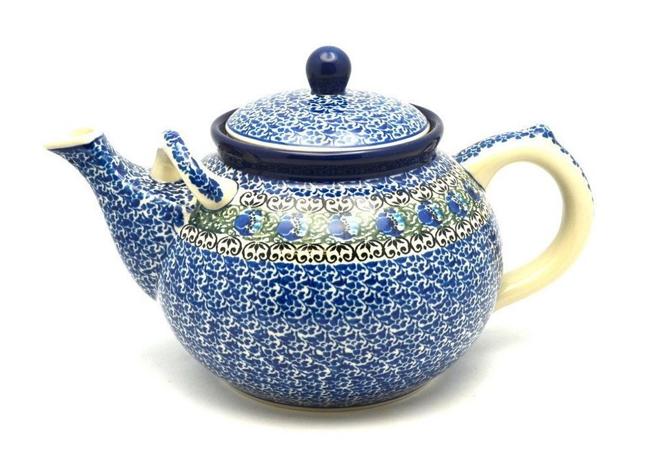 Polish Pottery Teapot - 1 3/4 qt. - Peacock Feather