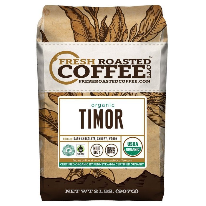 Timor Organic Fair Trade Coffee, Whole Bean, Fresh Roasted Coffee LLC (5 lb.)