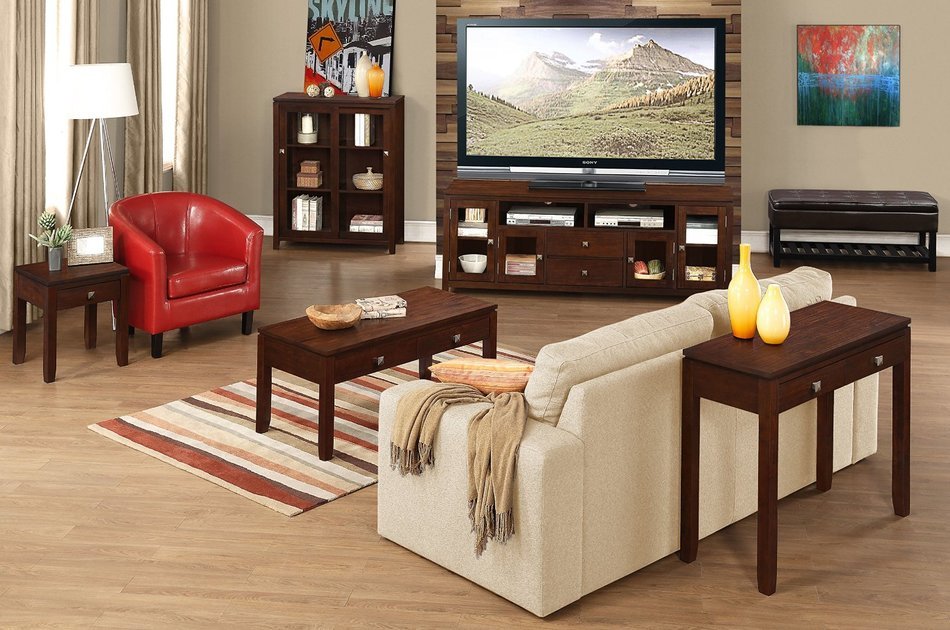 Simpli Home Cosmopolitan Wide TV Media Stand, 72", Coffee Brown