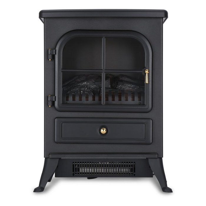 Finether 1500W Freestanding Portable Electric Fireplace Stove Heater with Openable Door, Realistic Flame and Logs...