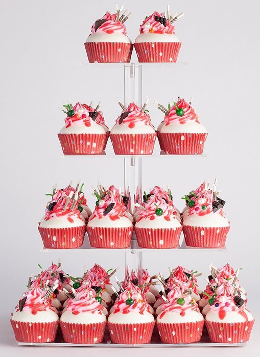 YestBuy&reg; 4 Tier Maypole Square Wedding Party Tree Tower Acrylic Cupcake Display Stand (15.1 Inches)&shy; N3