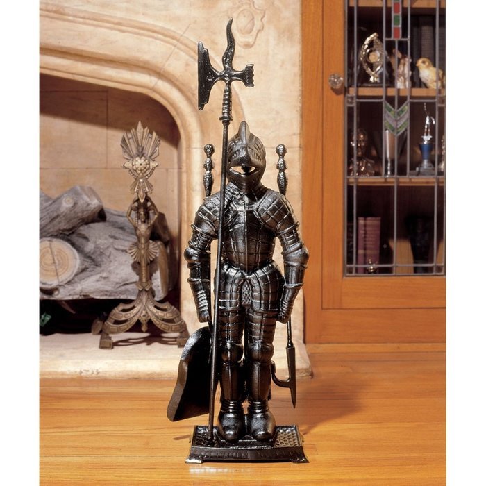 Design Toscano The Black Knight Fireplace Tool Ensemble