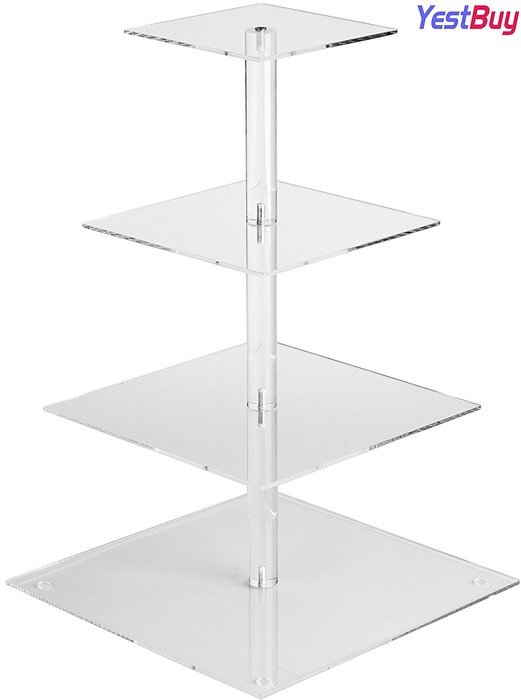 YestBuy&reg; 4 Tier Maypole Square Wedding Party Tree Tower Acrylic Cupcake Display Stand (15.1 Inches)&shy; N4