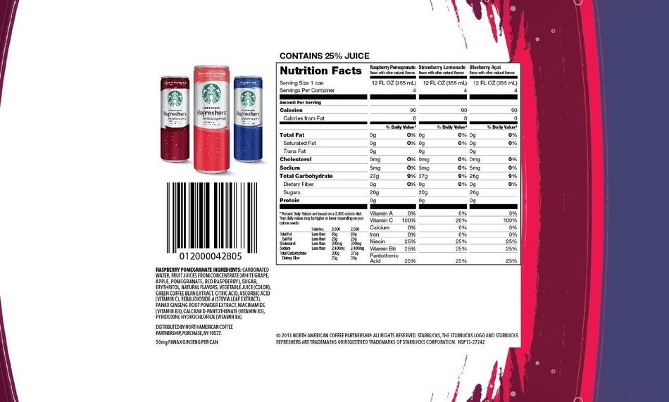 Starbucks Refreshers, 4 Flavor Variety Pack, 12 Ounce Slim Cans, 12 Pack N32